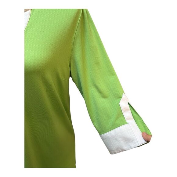 San Soleil Green White Trim Knit Casual Summer Shift UPF 50 Dress Size L - Picture 4 of 8
